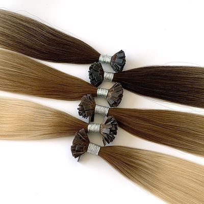 18 polegadas Balayage duplo desenhado queratina pré-ligado U ponta ponta plana osso reta cabelo humano