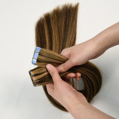 Não derramar fita de cabelo humano europeu na extensão do cabelo fita de cabelo Remy 200 embalagens/caixão