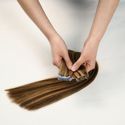 Não derramar fita de cabelo humano europeu na extensão do cabelo fita de cabelo Remy 200 embalagens/caixão
