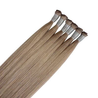 Extensões de fios de cabelo 100% naturais, com a mão amarrada, invisível, duplo alinhamento.