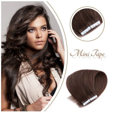 Mini fita de cabelo europeu em extensões de cabelo humano real duplo virgem remy pequena fita