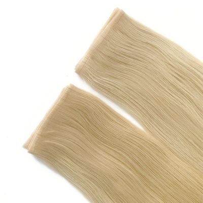 Duplo desenho de cor loira de pele PU de tecido plano Extensão de cabelo humano para estilo reto