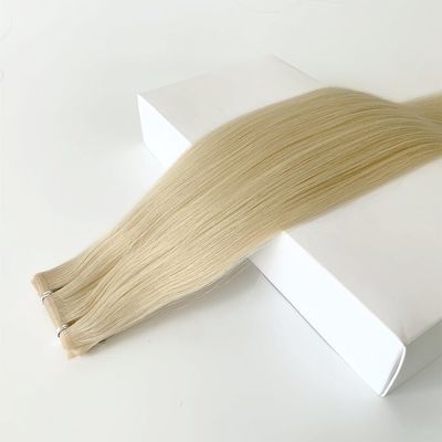 Duplo desenho de cor loira de pele PU de tecido plano Extensão de cabelo humano para estilo reto