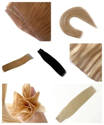Cabelo Humano Estilo Direito PU Tecido de Pele Amarrado à Mão Mini Tecido Plano para Salão de Cabelos Remy