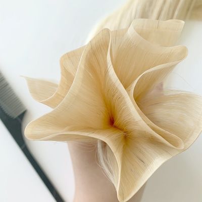 Design personalizado PU pele cabelo tecido de mão Mini tecido plano amarrado para personalização de salão