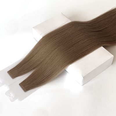 Banda de cabelo alinhada com cutícula brasileira Remy em cor de sombra Tecido de pele fina Extensão de cabelo