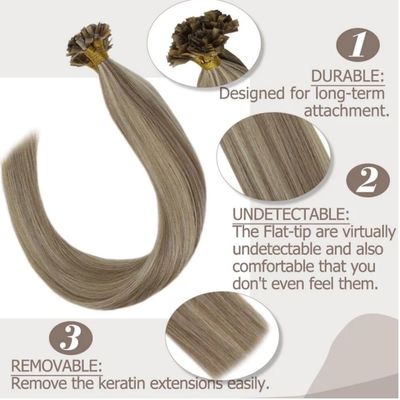 Envio DHL 20-28 polegadas Extensões de cabelo de ponta plana Duplo desenho