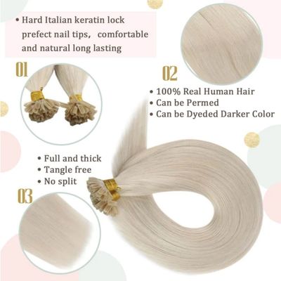 UT-23502 Muti-Color U/Nail Tip Extensões de cabelo humano Sem emaranhamento Nenhum derramamento 1g/filamento