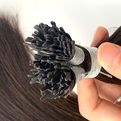 Extensões pré-ligadas de cabelo humano duplamente desenhadas em U/I/Y com queratina de ponta plana