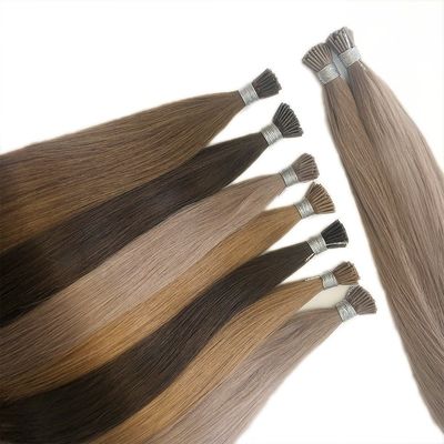 Micro anéis de 18 polegadas Remy cutícula alinhada cabelo humano pré-ligado U I Nano extensões de ponta plana