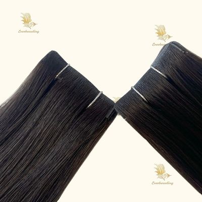 Cutila dupla desenhada europeia intacta Invisível Gênio Extensões de tecido de cabelo reto