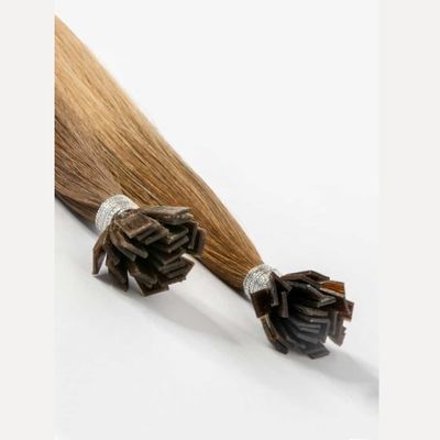 Extensões de cabelo de ponta plana alinhadas com cutícula dupla com tratamento italiano de queratina