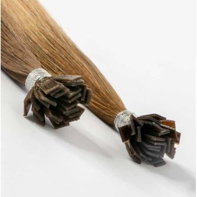 Extensões de cabelo de ponta plana alinhadas com cutícula dupla com tratamento italiano de queratina