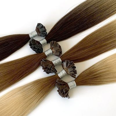Cabelo Rémy alinhado na cutícula Itália Queratina U/V/I/Ponta plana Extensão do cabelo Sem derramamento