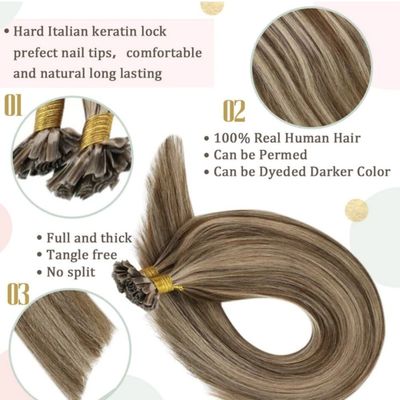 Everbeauting extensões de cabelo de queratina pré-ligadas loiras de alto grau em U/ponta de unha cabelo remy