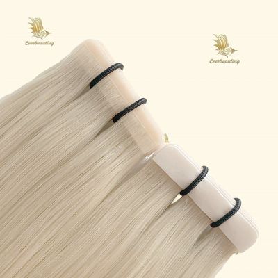 Cabelo humano sedoso, reto, duplo, puxado PU, fita sem costura fina, em extensões de cabelo, emaranhado, não