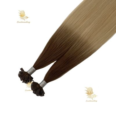Extensões de cabelo de queratina de ponta plana duplamente desenhadas pré-ligadas com cutícula de cor loira alinhada