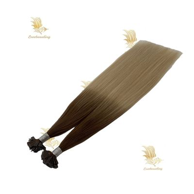 Extensões de cabelo de queratina de ponta plana duplamente desenhadas pré-ligadas com cutícula de cor loira alinhada