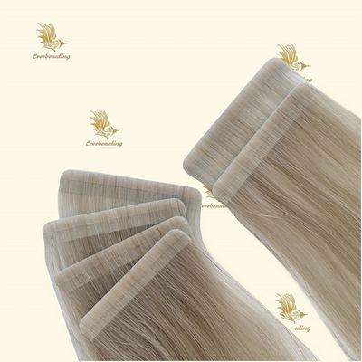 20 polegadas cinza loira cor russa fita de cabelo extensão fita sem costura em extensões cabelo humano