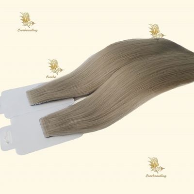 20 polegadas cinza loira cor russa fita de cabelo extensão fita sem costura em extensões cabelo humano