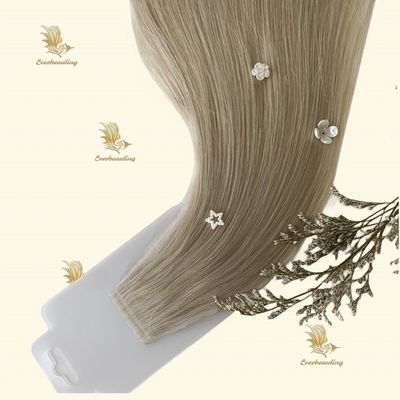 Real cabelo humano fita dupla em extensão de cabelo cinza loira russa fita sem costura