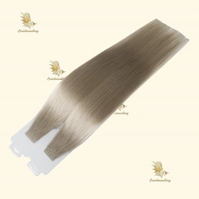 Real cabelo humano fita dupla em extensão de cabelo cinza loira russa fita sem costura