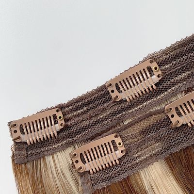 100% Remy Clip Brasileiro em Extensão de Cabelo Estilo Estreito Loiro Russo Virgem Cabelo Humano