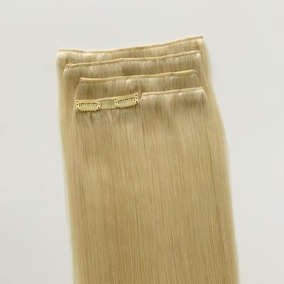 Clip de cabelo virgem russo em extensões de cabelo humano clipes de estilo pré-ligados 100g /pc