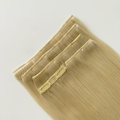 Clip de cabelo virgem russo em extensões de cabelo humano clipes de estilo pré-ligados 100g /pc