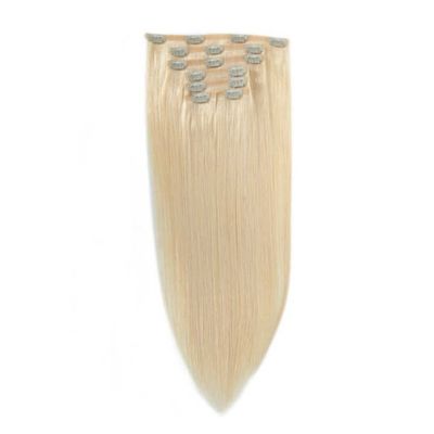 Clip indiano sem costura em extensões de cabelo 100% russo Clip humano remy em extensões de cabelo
