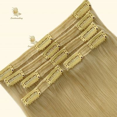 100 g/pc de cabelo humano não processado Remy virgem russo cabelo de renda clip em extensões de cabelo