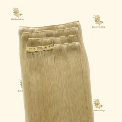 Clip em extensão de cabelo 100% cabelo humano sedoso reto versátil e natural