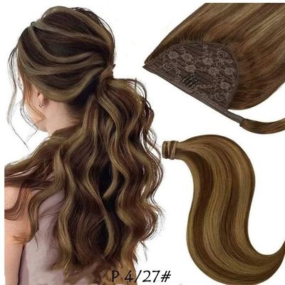 Extensões de cabelo alinhadas com cutícula Muti-Colour Raw Virgin Human Hair Wholesale Ponytail