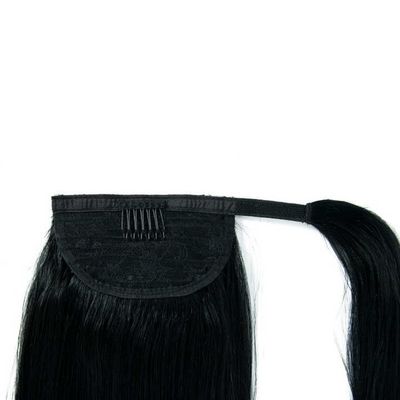 100% de cabelo humano remy virgem cauda de cavalo extensões de cabelo personalizado na ponta dos dedos