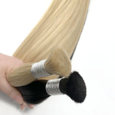 100% Remy Não processado de cabelo virgem indiano Produtos a granel louro natural reto russo