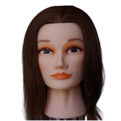 Cabeça de manequim com cabelo para trás e cabelo humano