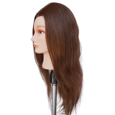 Cabeça de manequim com cabelo para trás e cabelo humano