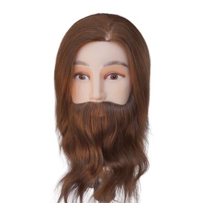 Homem manequim cabeça com barba manequim de formação de cabeleireiro profissional