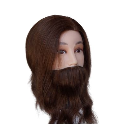 Homem manequim cabeça com barba manequim de formação de cabeleireiro profissional