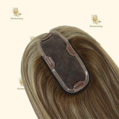 5*6.5 polegadas de duplo nó Mono PU cabelo topper para mulheres Invisível Monofilament base de seda